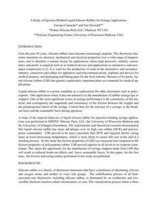 A Study of Injection Molded Liquid Silicone Rubber for Syringe Applications