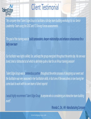 Talent Edge Group Team Building Event Testimonial
