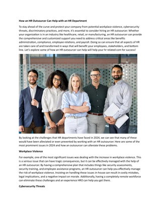 How an HR Outsourcer Can Help with an HR Department