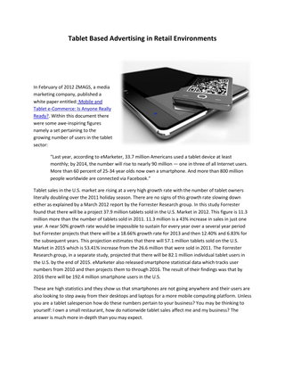 Tablet Based Advertising in Retail Environments