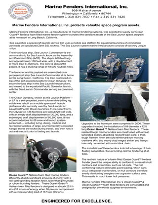 MARINE FENDERS INTERNATIONAL, INC. PROTECTS VALUABLE SPACE PROGRAM ASSETS