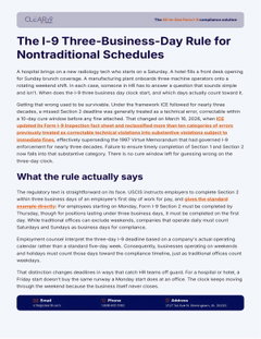 The I-9 Three-Business-Day Rule for Nontraditional Schedules