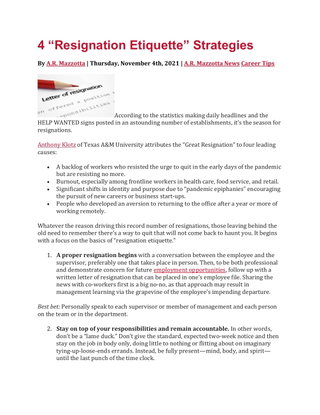 4 “Resignation Etiquette” Strategies