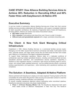How Alliance Building Services Aims to Achieve 80% Reduction in Recruiting Effort and 60% Faster Hires with EasySource’s AI-Native ATS