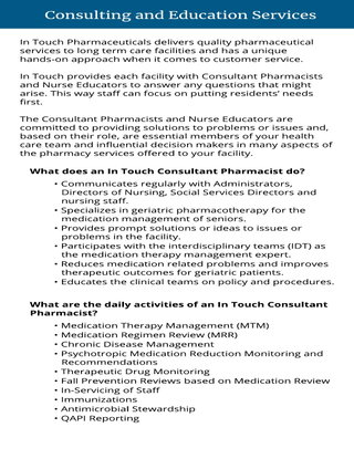 In Touch Pharmaceuticals: Consulting and Education Services