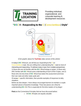 DiSC® - Responding to the C (Conscientious) Style