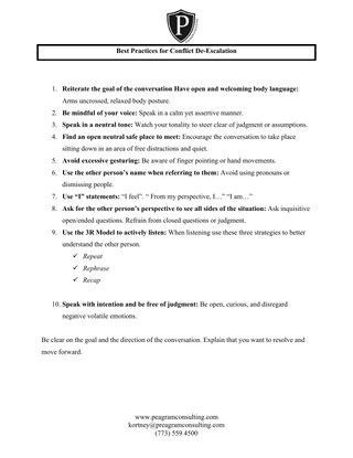 Best Practices for Conflict De-Escalation