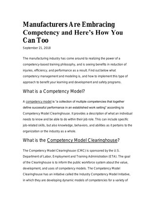 Manufacturers Are Embracing Competency and Here’s How You Can Too