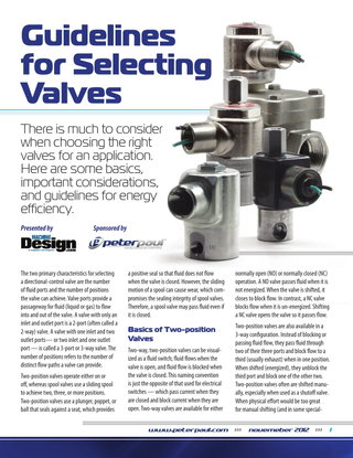 Guidelines for Selecting Valves