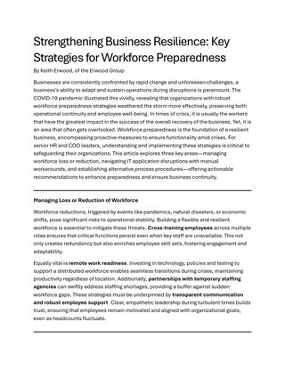 Strengthening Business Resilience: Key Strategies for Workforce Preparedness