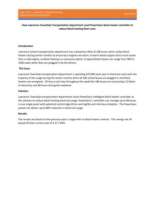 CASE STUDY – LAWRENCE TOWNSHIP SCHOOL TRANSPORTATION DEPARTMENT