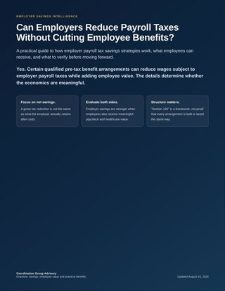 Can Employers Reduce Payroll Taxes Without Cutting Employee Benefits?