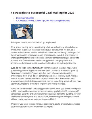 4 Strategies to Successful Goal-Making for 2022