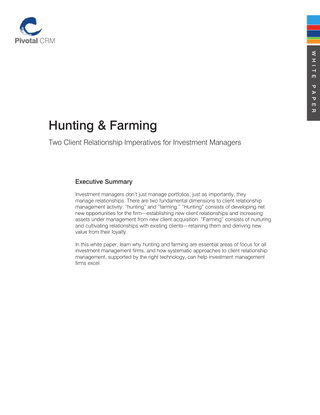 Hunting & Farming: Two Client Relationship Imperatives for Investment Managers