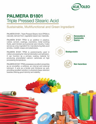 Triple Pressed Stearic Acid: PALMERA B1801 - Sustainable, Multifunctional and Green Ingredient