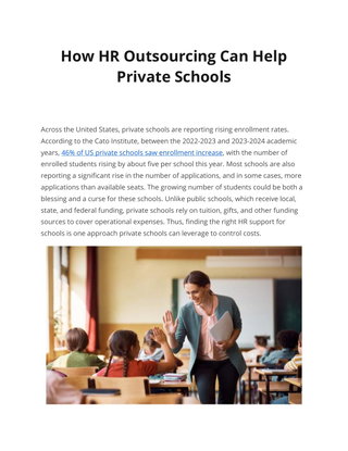 How HR Outsourcing Can Help  Private Schools