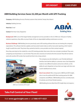 ABM Building Services Saves $2,200 per Month with GPS Tracking