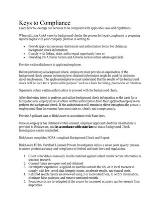 Keys to Compliance