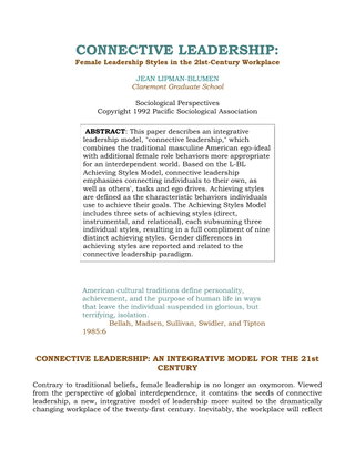 Female Leadership Styles in the 2lst-Century Workplace