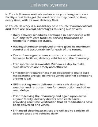 In Touch Pharmaceuticals: Delivery Systems for Long Term Care Facilities