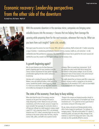 Economic Recovery: Leadership perspectives from the other side of the downturn