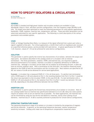 How to Specify Isolators & Circulators