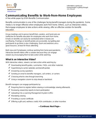 Communicating Benefits to Work-from-Home Employees
