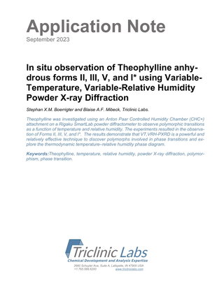 In situ observation of Theophylline anhy-drous forms II, III, V, and I* using Variable-Temperature, Variable-Relative Humidity Powder X-ray Diffraction