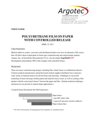 Polyurethane Film on Paper With Controlled Release