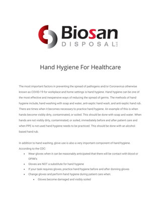 Hand Hygiene For Healthcare