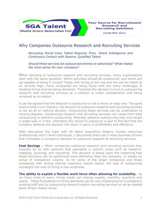 Why Companies Outsource Research And Recruiting Services