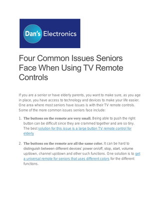 Four Common Issues Seniors Face When Using TV Remote Controls