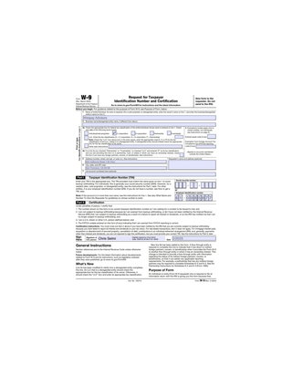 W-9 Taxpayer ID Certification