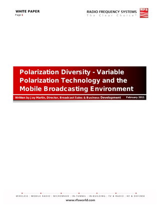 A discussion of Polarization Diversity and broadcast delivery to mobile devices 