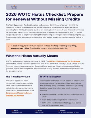 2026 WOTC Hiatus Checklist: Prepare  for Renewal Without Missing Credits