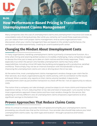UC Alternative - How Performance-Based Pricing is Transforming Unemployment Claims Management