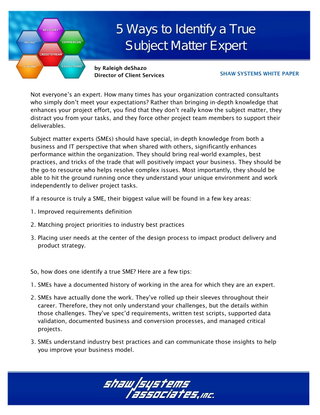 5 Ways to Identify a True Subject Matter Expert