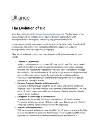 The Evolution of HR