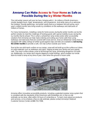 Amramp Can Make Access to Your Home as Safe as Possible During the Icy Winter Months