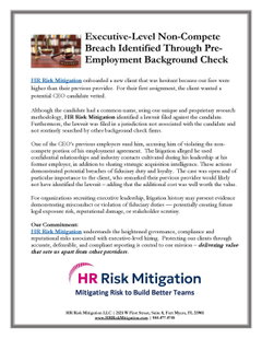 Executive Non-Compete Breach Identified Through Pre-Employment Background Check