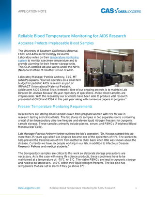 Reliable Blood Temperature Monitoring System for AIDS Research