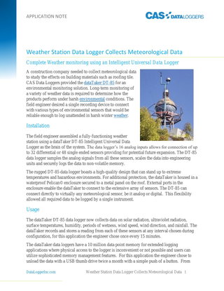Weather Station Data Logger Collects Meteorological Data