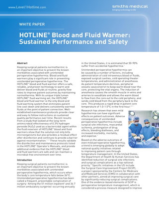 HOTLINE® Blood and Fluid Warmer: Sustained Performance and Safety
