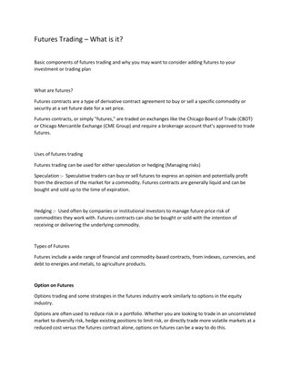 Futures Trading – What is it?