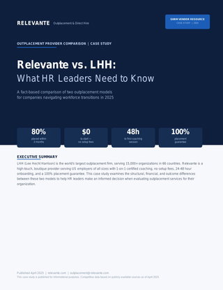 Relevante Outplacement Services vs. Competitors - Volume 1