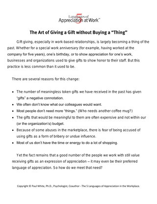 The Art of Giving a Gift without Buying a Thing