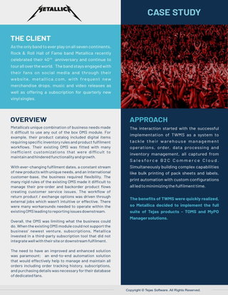 How Tejas software helped Metallica scale their operations?