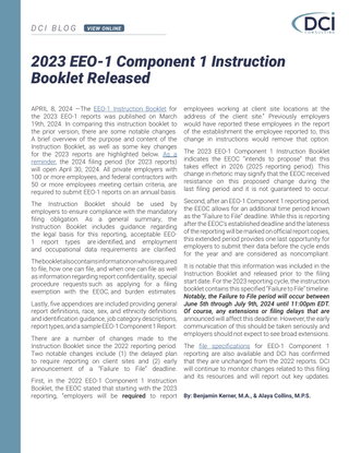2023 EEO-1 Component 1 Instruction Booklet Released