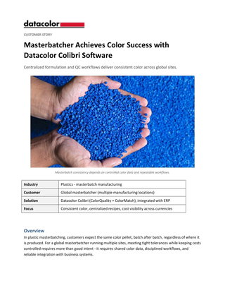 Masterbatcher Achieves Color Success with Datacolor Colibri Software