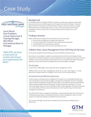 Case Study: Leave Management for First National Bank of Michigan